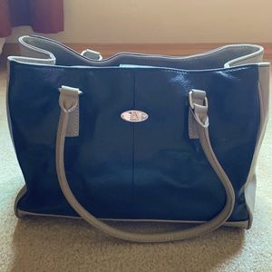 Aurielle black/gray leather shoulder bag/tote